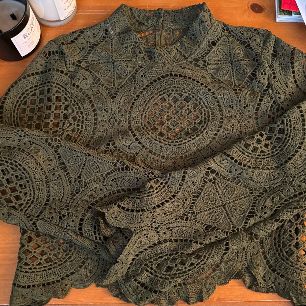 Elegant Olive Lace Women Top